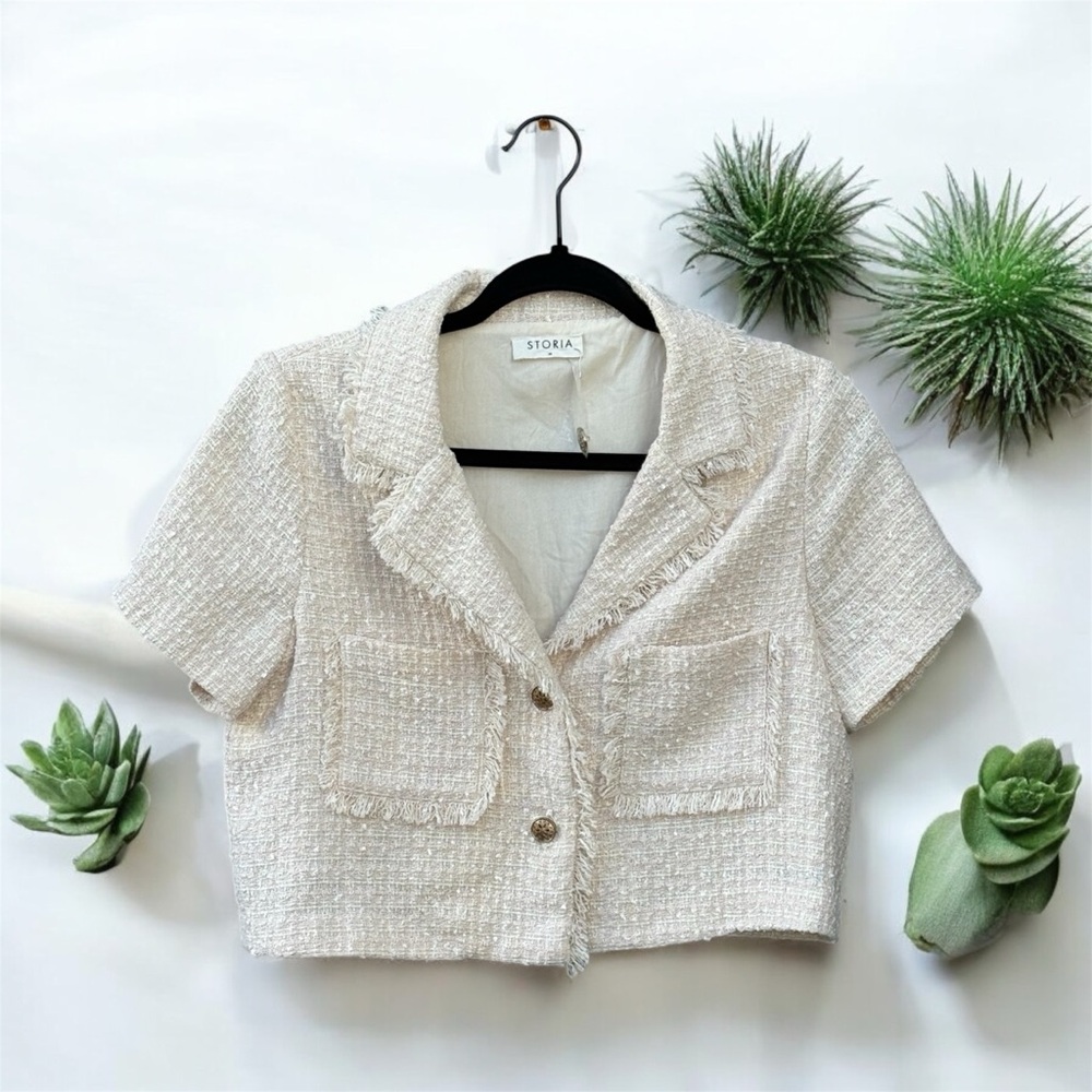 Storia Cream Tweed Cropped Jacket